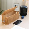 Hand-Woven Charging Station Storage Box Cable Management Basket for USB Cables Data Cables Organizer 4
