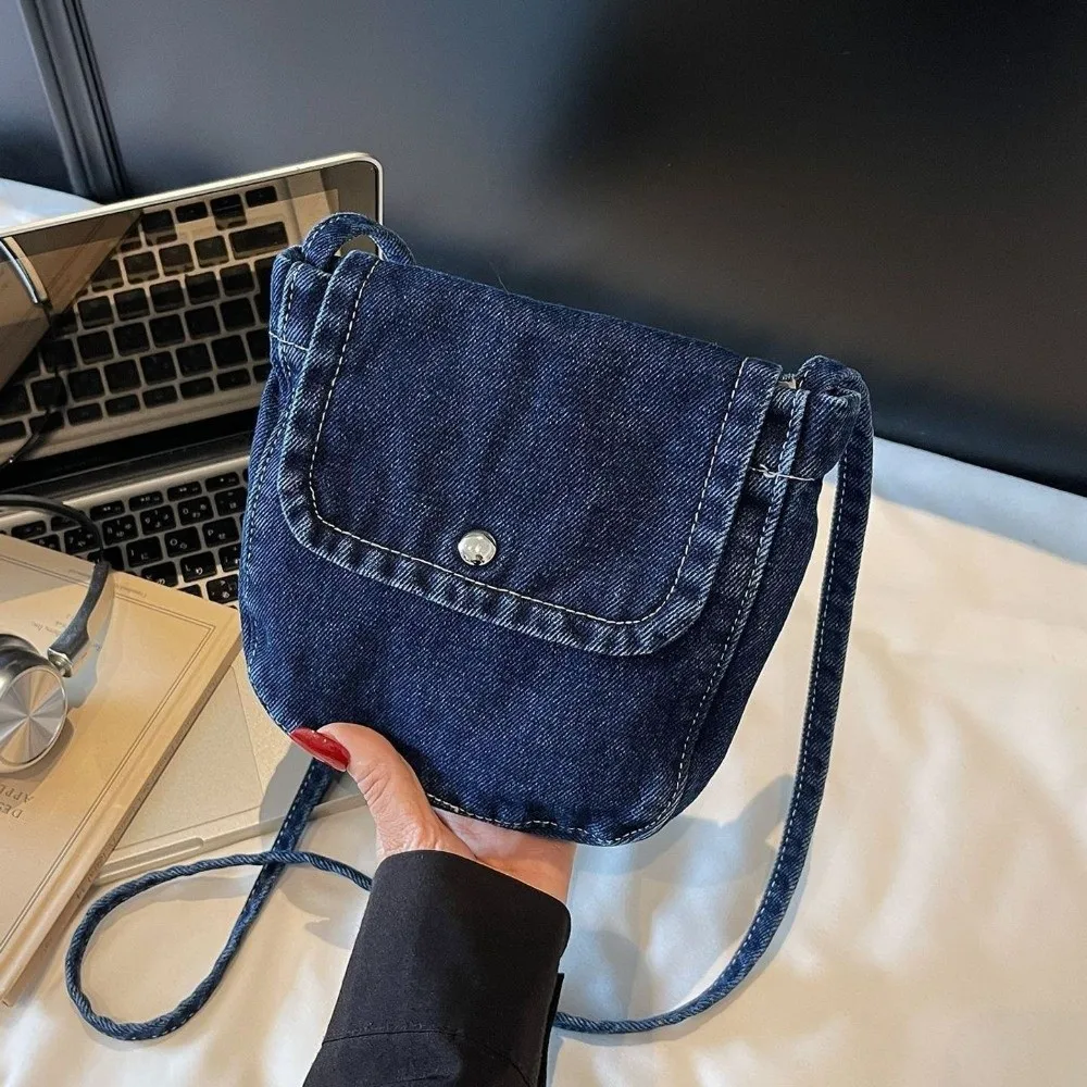 Durable Casual Crossbody Bag Simple Multi-functional Denim Canvas Bag Shopping Bag Women 7