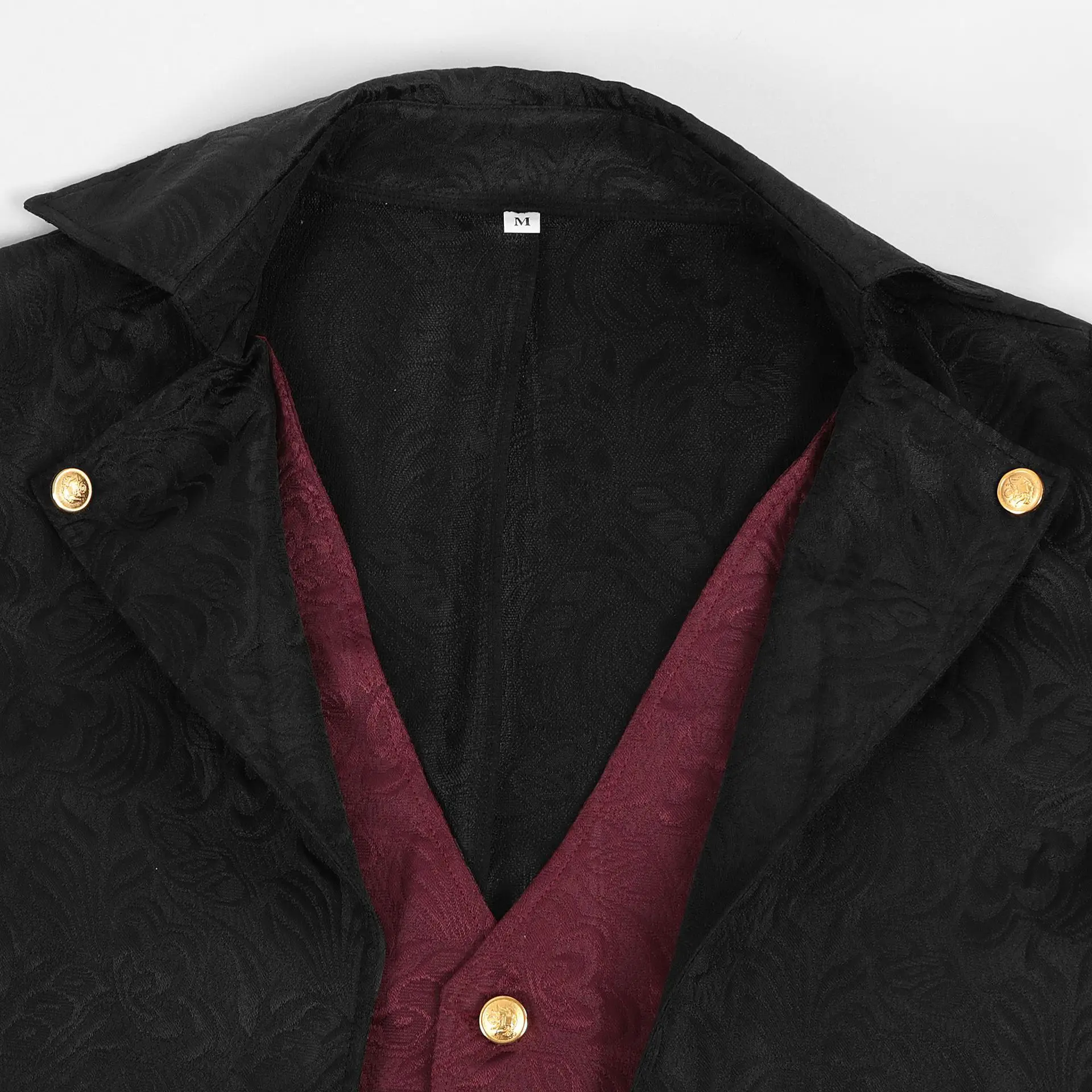 Mens Gothic Medieval Jacquard Tailcoat Jacket Halloween Costumes Steampunk Jacket Vintage Pirate Victorian Frock Coat Uniform
