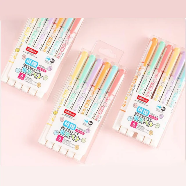 12 Pieces Cute Animal Double Tip Highlighter Pens Cute Cartoon Animal  Double Head Marker Pens Girls Stationery Kawaii Pens for Students Office  School