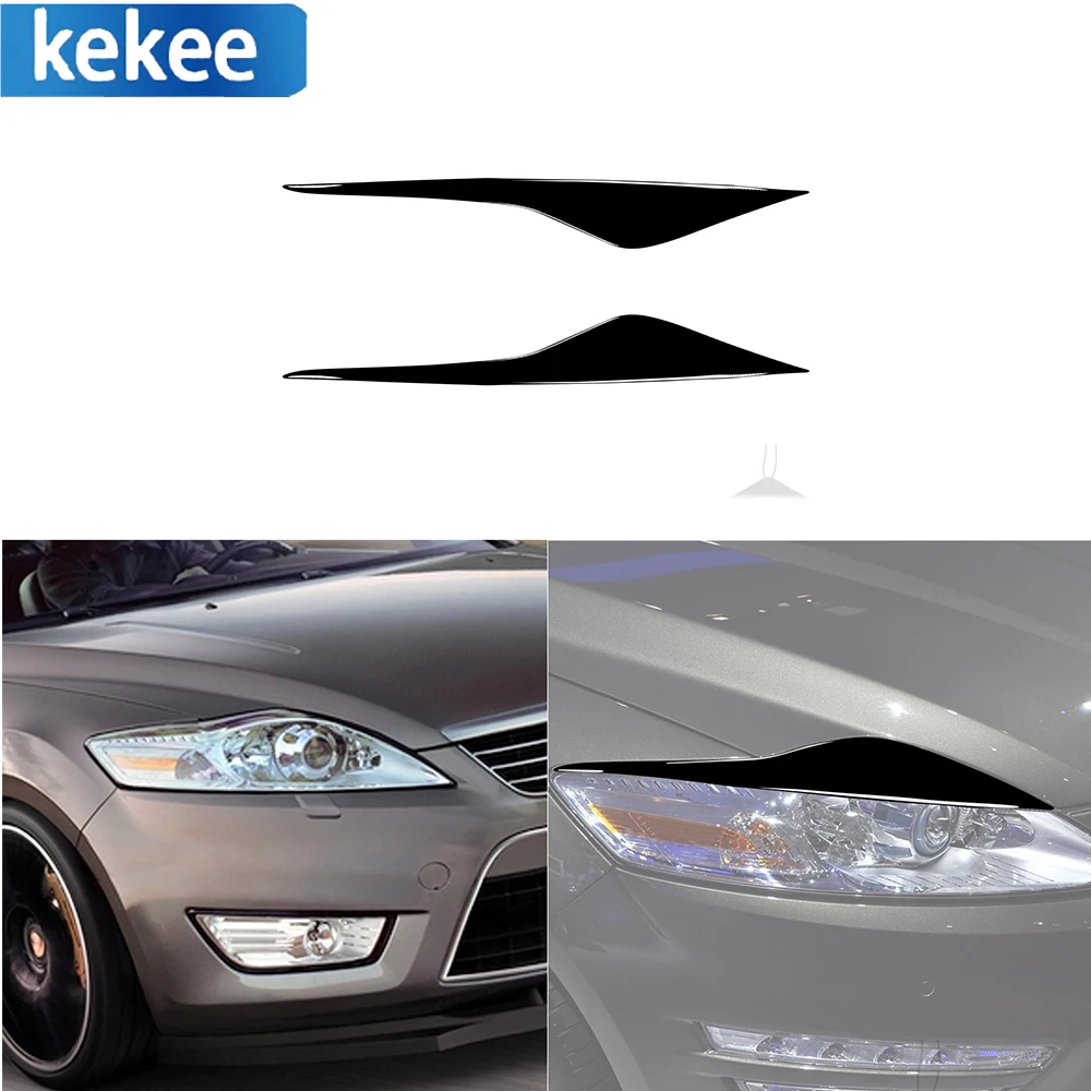 Car Front Headlight Eyebrows Eyelid Lids Sticker Piano Black Cover Trim For Ford Mondeo Mk4 2007-2013 Exterior Accessories