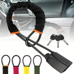 Universal Car Steering Wheel Lock with Durable Anti - Theft Steel Cable Security (Black)