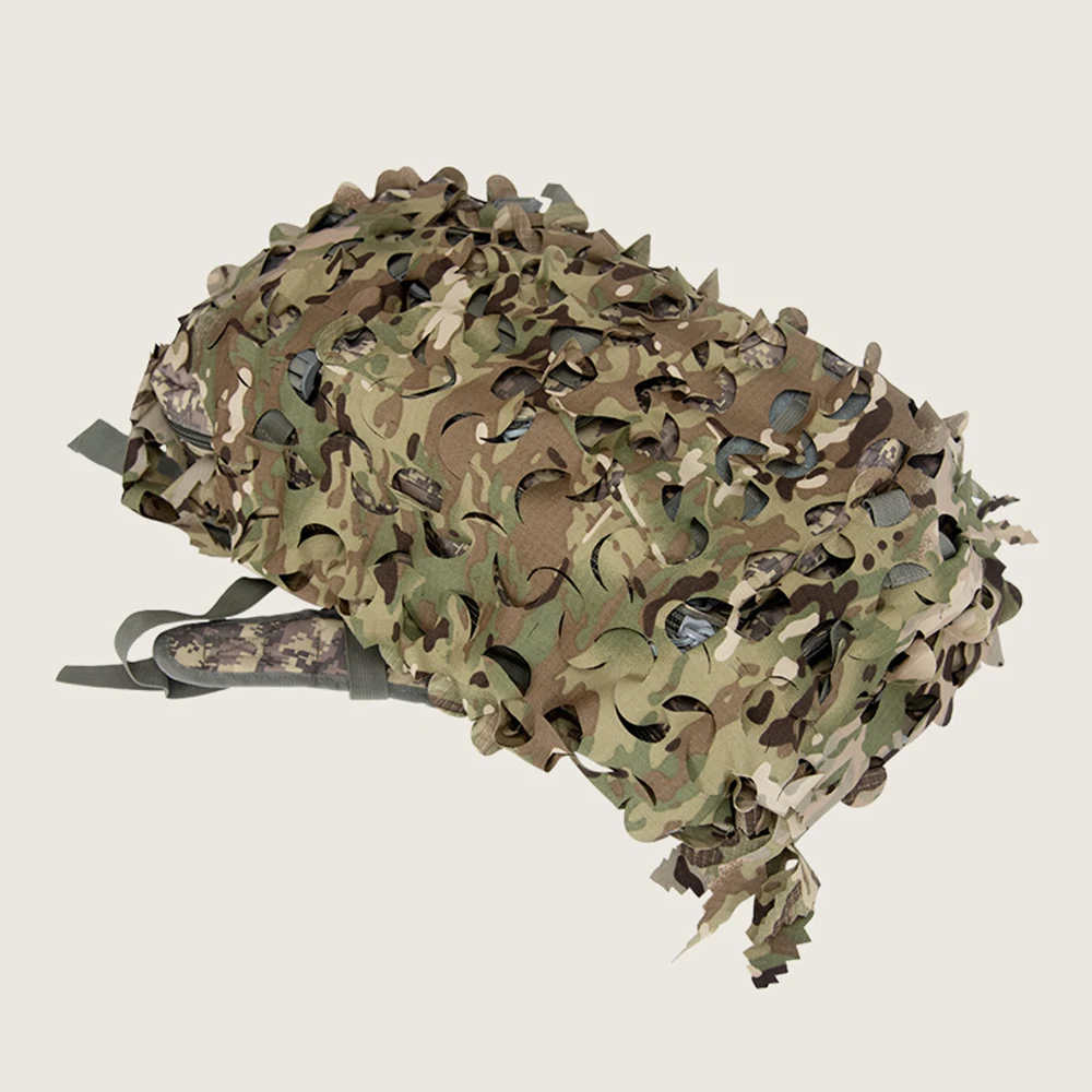60L Camo Scrim Kit Laser Cut Lead Shape Helmet Scrim Cover Tactical Backpack Decoration Paintball Paratrooper Hunting Accessorie