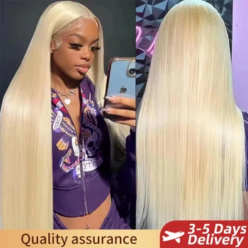 613 Blonde 13x6 HD Transparent Lace Frontal Human Hair Wigs For Women Straight Pre Plucked 13x6 613 Lace Frontal Human Hair Wigs 1