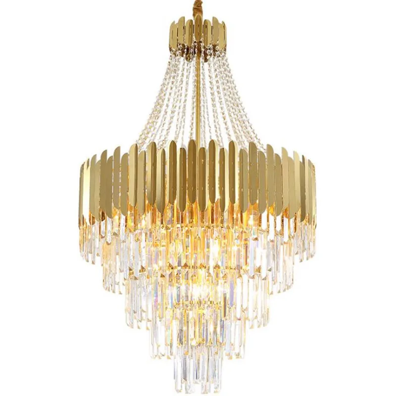 

Large crystal chandelier in duplex building luxury hotel lobby engineering villa living room hollow chandelier