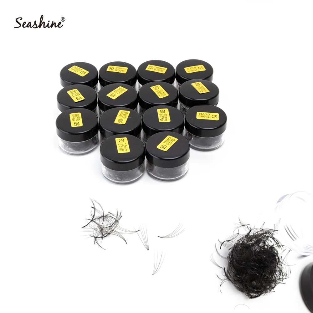 Seashine Premade fans 300 Fans Bulk Lashes Jar Short Stem Premade Fans Wholesale Lashes Pre Made fans Lashes Eyelashes Extension 480 600 fans 3d 14d mink eyelashes extension jar loose fans pointy base premade russian volume lashes premade fans long stem