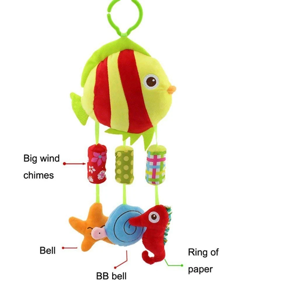 Baby Toys for 3 6 9 12 Months Hanging Owl Rattles Stroller Mobile Elephant Fish Plush Soft Rattles for Boys Girls Christmas Gift