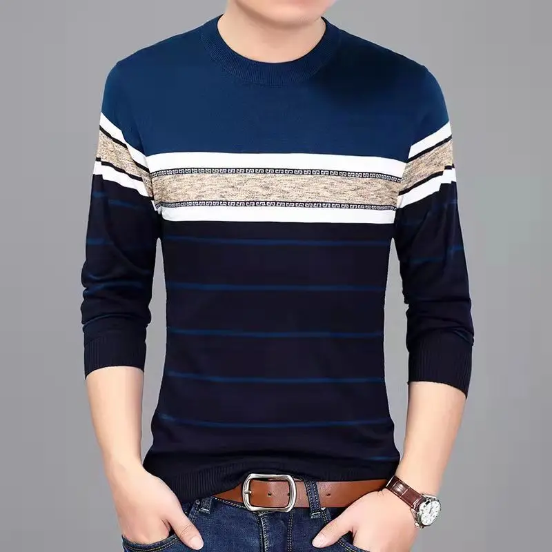 Spring Autumn Solid Knitting Fashion Korean Sweaters Man Long Sleeve Casual Pullover Button Vintage Y2K Streetwear Male Clothes
