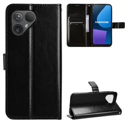 Elegant Leather Flip Case with Wallet and Kickstand Feature for Fairphone 6 (Black)