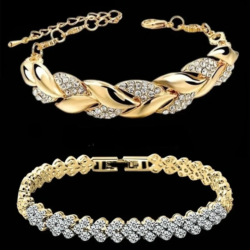 Love Braided Leaf Bracelet Charm Crystal Wedding Bracelets for Women Anniversary Valentines Day Gifts Aesthetic Jewelry bangle bracelet stainless steel bracelet crystal bracelets