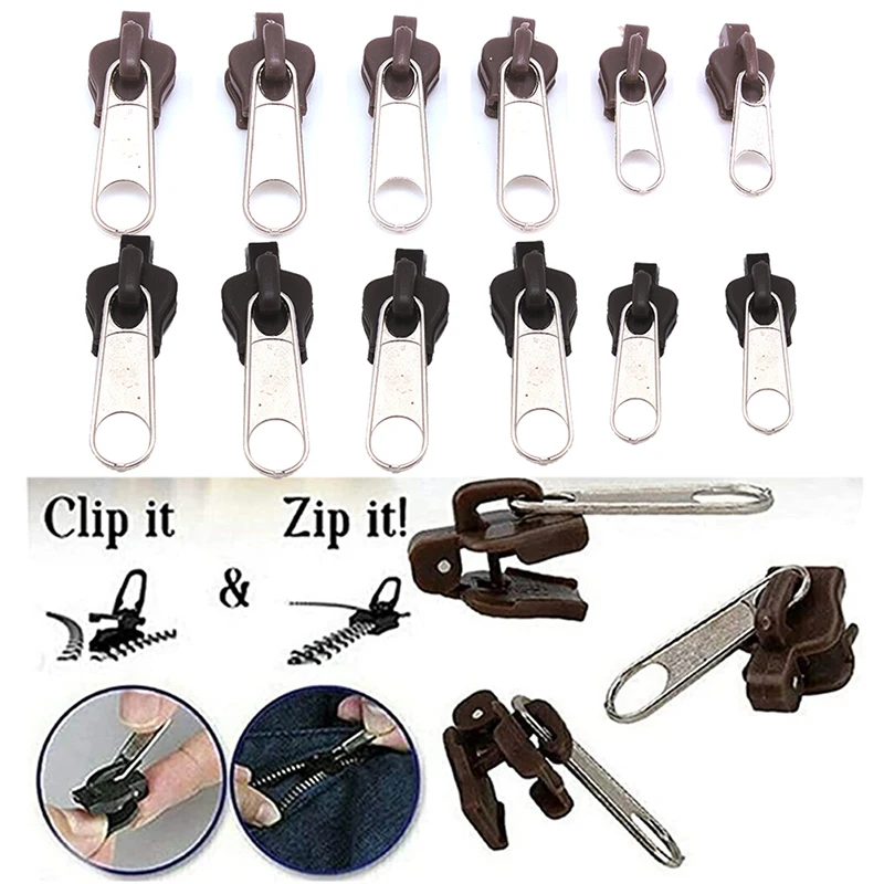 

6pcs Instant Zipper Universal Instant Fix Zipper Repair Kit Replacement Zip Slider for DIY Sew