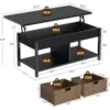 Coffee Table with Lift Top, Hidden Storage Compartment and 2 Rattan Baskets, 41.7" Retro Central Table with Wooden Tabletop 3