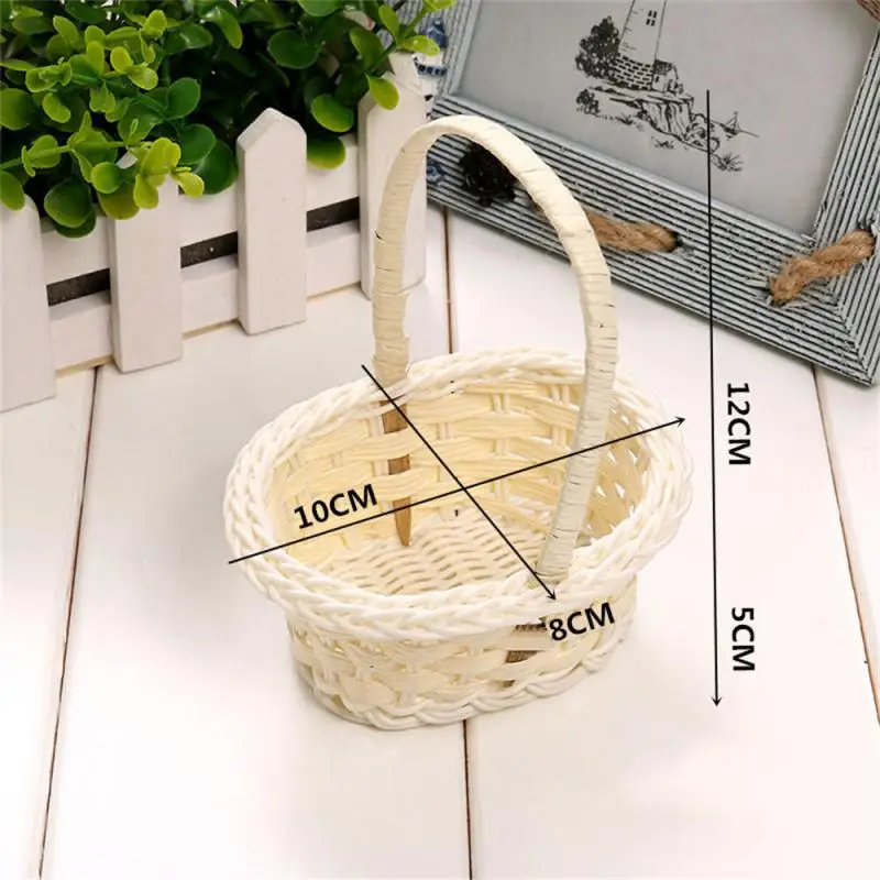 1/3/5/10PCS  Hand Made Wicker Basket Wicker Flower Basket Shopping Storage Hamper And Handle Wooden Wicker Picnic Basket Fruit