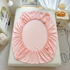 100% Cotton Pink Fitted Sheet Dust Protector Cover Universal Mattress Cover Bed Sheets Queen with Elastic Bed Linens Bedding Set 5