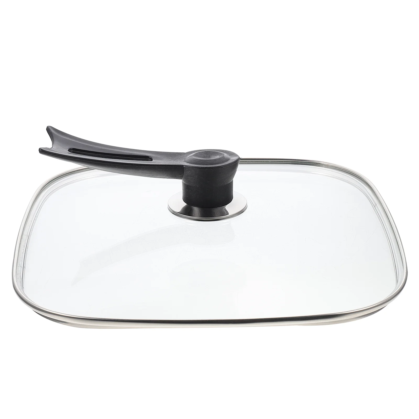 Square Electric Hot Pot Glass Lid With Vent Hole Cookware Replacement Lid Kitchen Utensil Parts Pan Cover Handle Design Safe