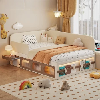 Letto contenitore singolo per bambina, letto a pavimento carino, lettino a capanna in legno, mobili per camera da letto, mobili italiani di lusso