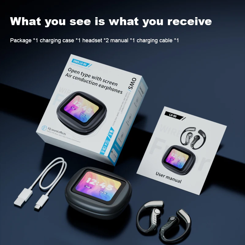 MOGCO LX90 AI translator headphones with 2.4 inch touch screen and 134 language real-time translation
