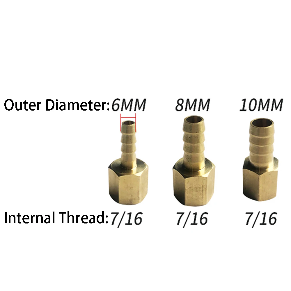 Vacuum Pump Brass Connector 6/8/10/12mm Brass Adapter Copper Quick Coupling 7/16 for Oil Water Pump Air Compressor