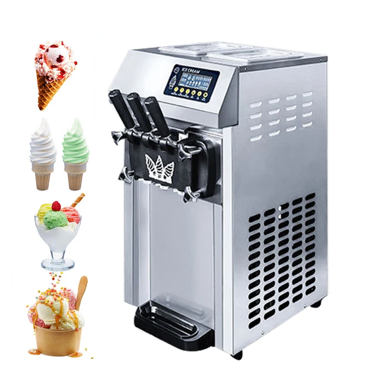 

Desktop Soft Ice Cream Machine Stainless Steel Ice Cream Makers Commercial Sweet Cone Freezing Equipment Vending Machine