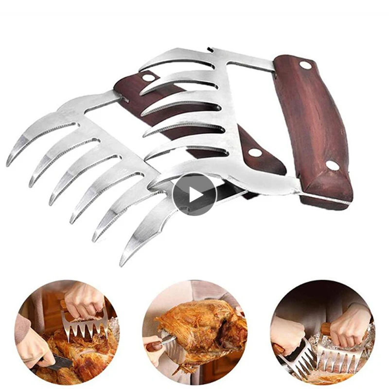 Meat Fork Shredder Barbecue Fork Bear Claw Meat Separator Kitchen Accessories Handle Kitchen Food Fork Slicer BBQ Home Gadgets