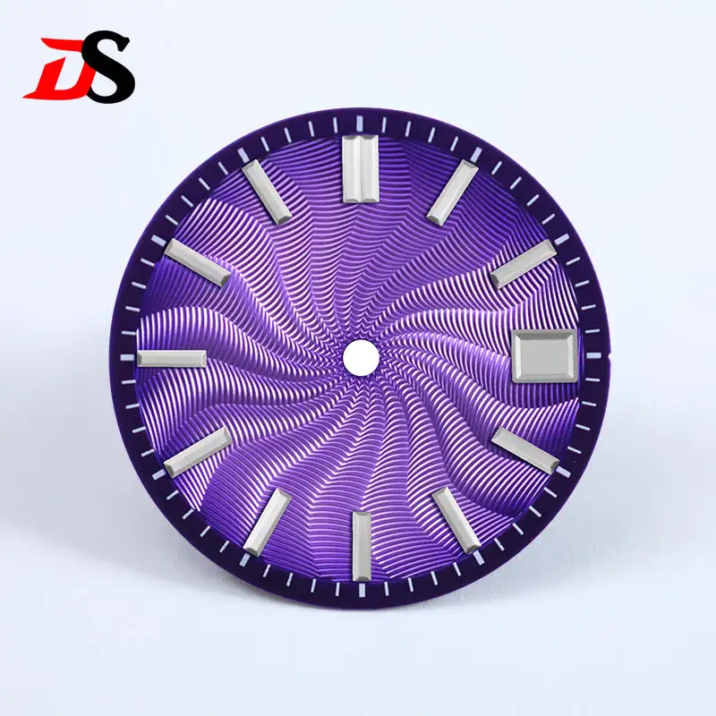 Guilloche Ice Blue Smoky Purple Watch Dial - 28.5mm No Lume, No Date or 6 O'Clock Date