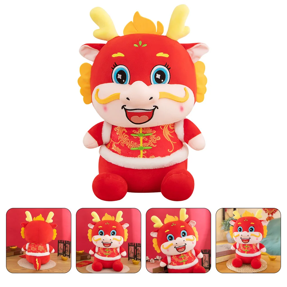 

Dragon Plush Stuffed Animal Toy 2024 Year Mascot Zodiac Doll Plushies Throw Pillow Decoration