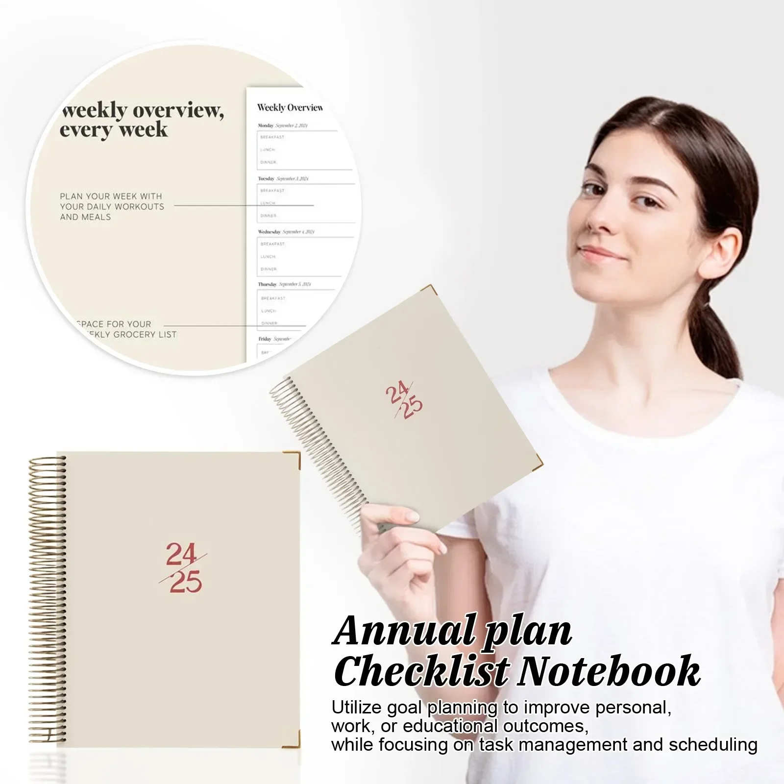 Durable-Daily Planner Academic Planner 24-25 Writing Pads Weekly And Monthlya HardcoverSignature Guest Books