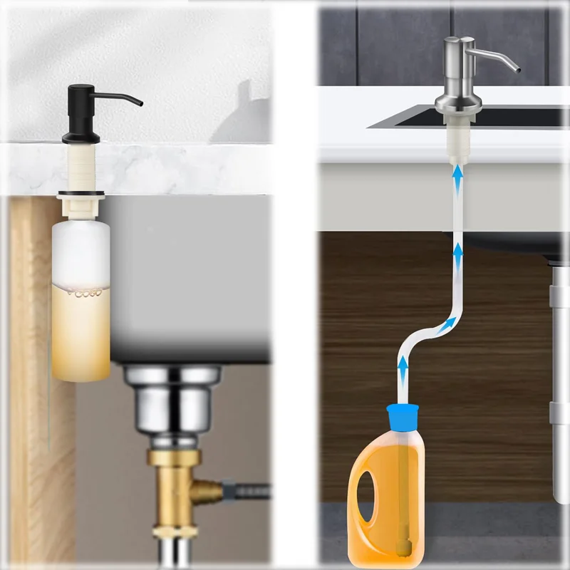 Soap Dispenser Soap Dispenser for Kitchen Sink Countertop Soap Dispenser Pump Silicone Extension Tube Connect to The Bottle Directly