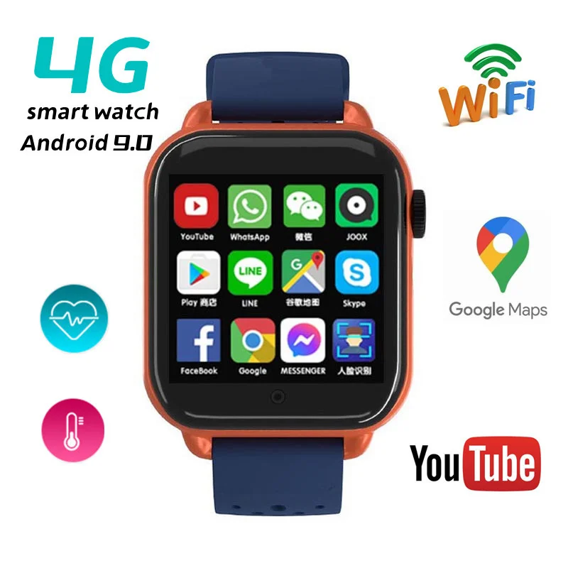 오리지널 어린이 스마트 워치 남아 여아, 4G 통화, 휴대폰 GPS 트래커, 비디오 촬영 녹화, 와이파이 인터넷, 구글 플레이 베스트