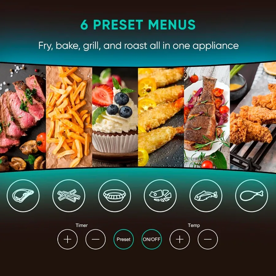 Glass Air Fryer 4.5 Quart NonToxic Basket for OilFree Frying Baking and Roasting in Home Kitchens LED Touch Panel Control with 3 küchexyz.de description