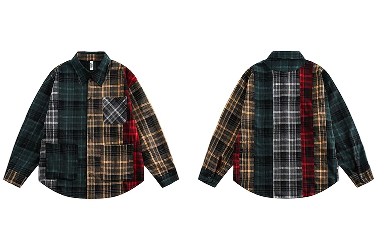 Patchwork Plaid Flannel Shirt S972d9f51b1fd45f5a5c06c828a3cb877o