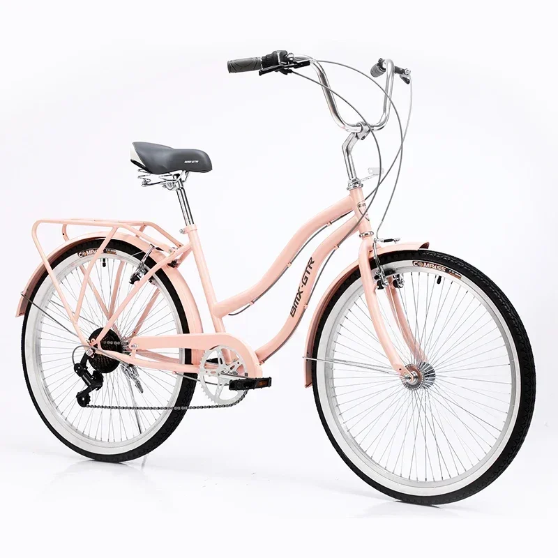 26 "Classic Beach Cruiser Donna Donna Adulto City Cycle Bicicletta Bici 24 26 29 Pollici Bicicletta Da Crociera Classica Da Ragazza, Rosa
