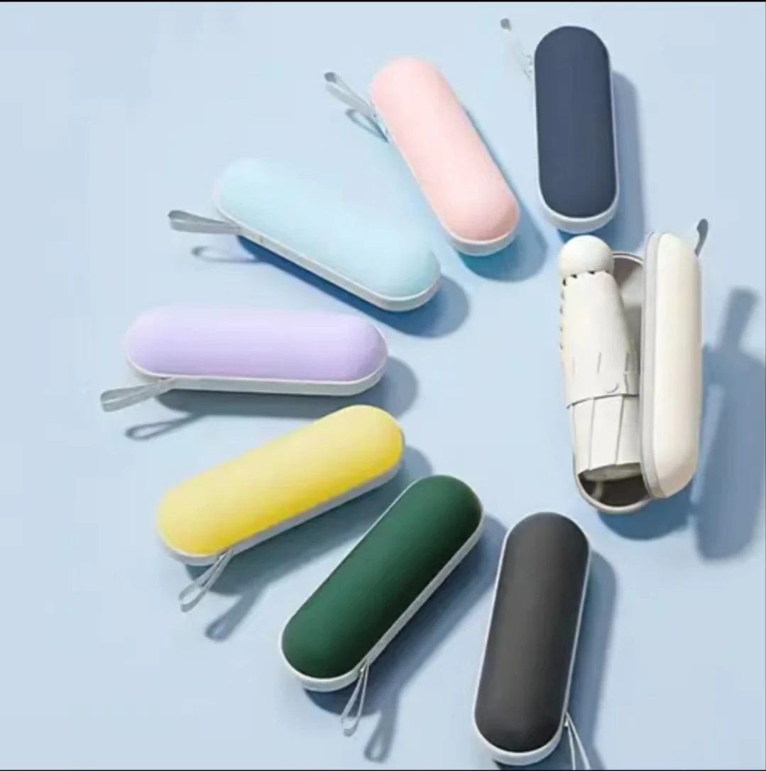 Paraguas de viaje plegable, ligero y portátil, resistente al agua, 6 varillas reforzadas, cierre automático