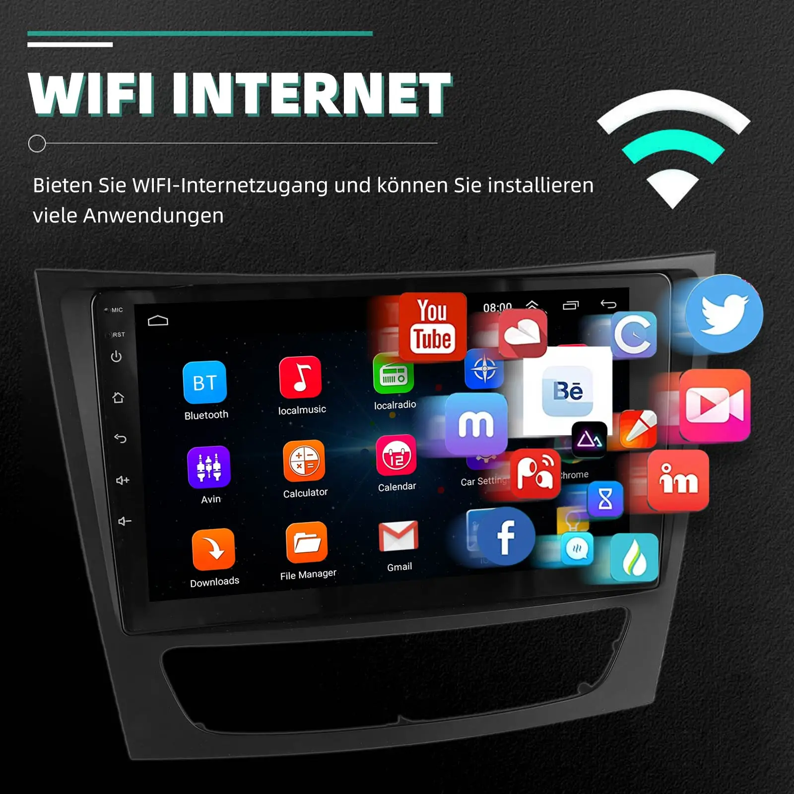 ESSGOO 9 Zoll Touchscreen 4 Kerne Android 13 32G/64GB für Mercedes GLS E-Class W211 W219 CarPlay Autoradio Radio GPS Navigation BT FM RDS Multimedia Player Display – Detail 10
