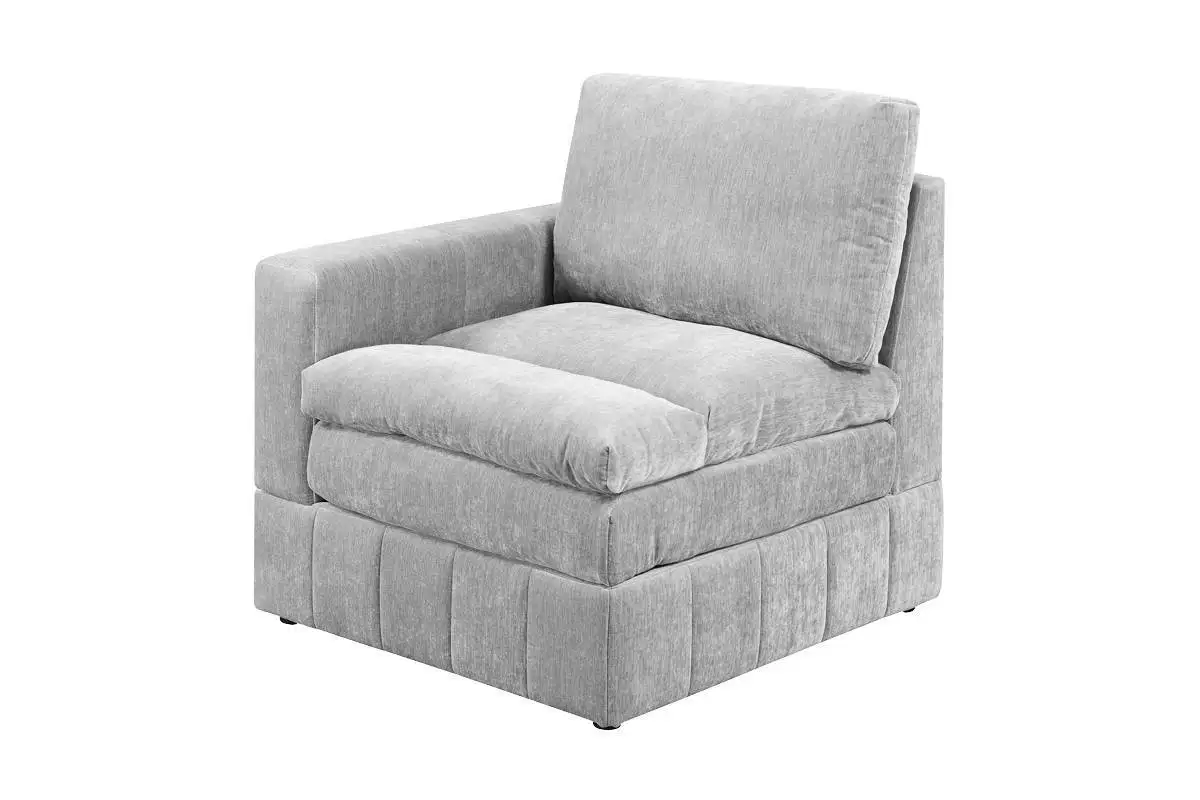 

1pc LAF/RAF One Arm Chair Modular Chair Sectional Sofa Living Room Furniture Granite Morgan Fabric- Suede