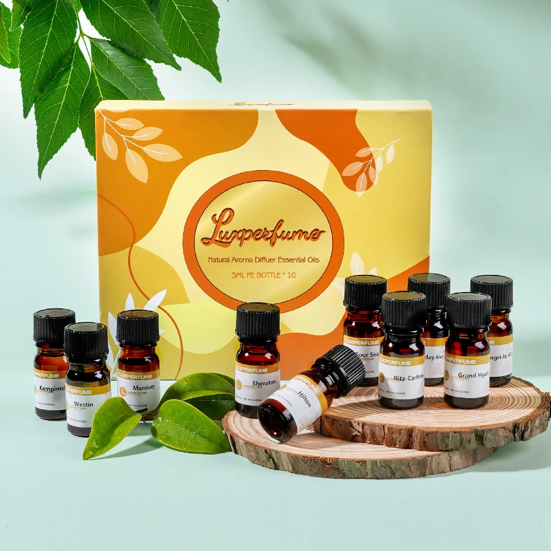 Purificador de aire, 5 ml, aceite esencial, juego de 10 botellas, muestra, apto para difusor de aroma, humidificador, ambientador de coche, sin agua, natural