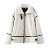 PB&ZA 2023 Autumn New Women's Wear European and American Style Casual Fur One Piece Lamb Wool Contrast Color Plush Warm Jacket C 2