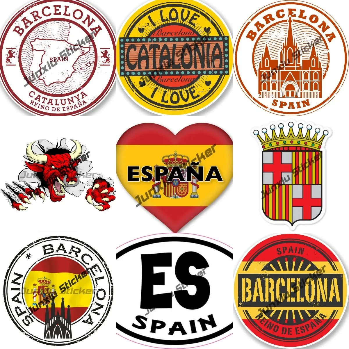 

Spain Decals Spanish Flag Sticker Country Barcelona Love Espana Barcelona Heraldry Windshield Decals Custom Decal carAccessories