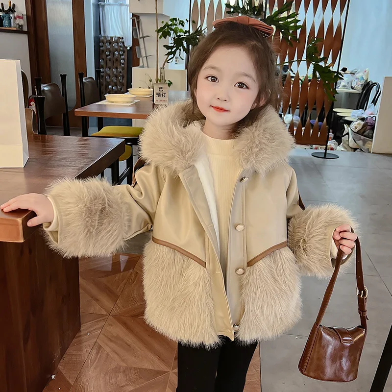 Winter Jacket for Children Girls Warm Velvet Faux Fur Coat Girls Children Sequins Winter Clothes Soft Party Baby Girl Coat Coat