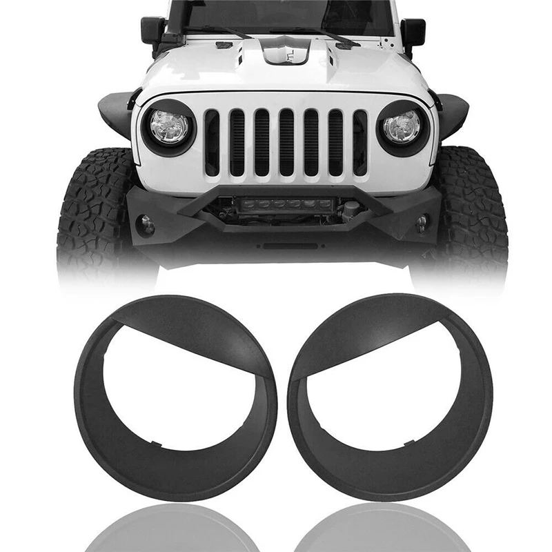 For Jeep Wrangler JK 2007 2008 2009 2010 2011-Car Front Lamp Headlight Cover Trim Black Parts Auto Light Accessories 1Pair headlight lamp cover