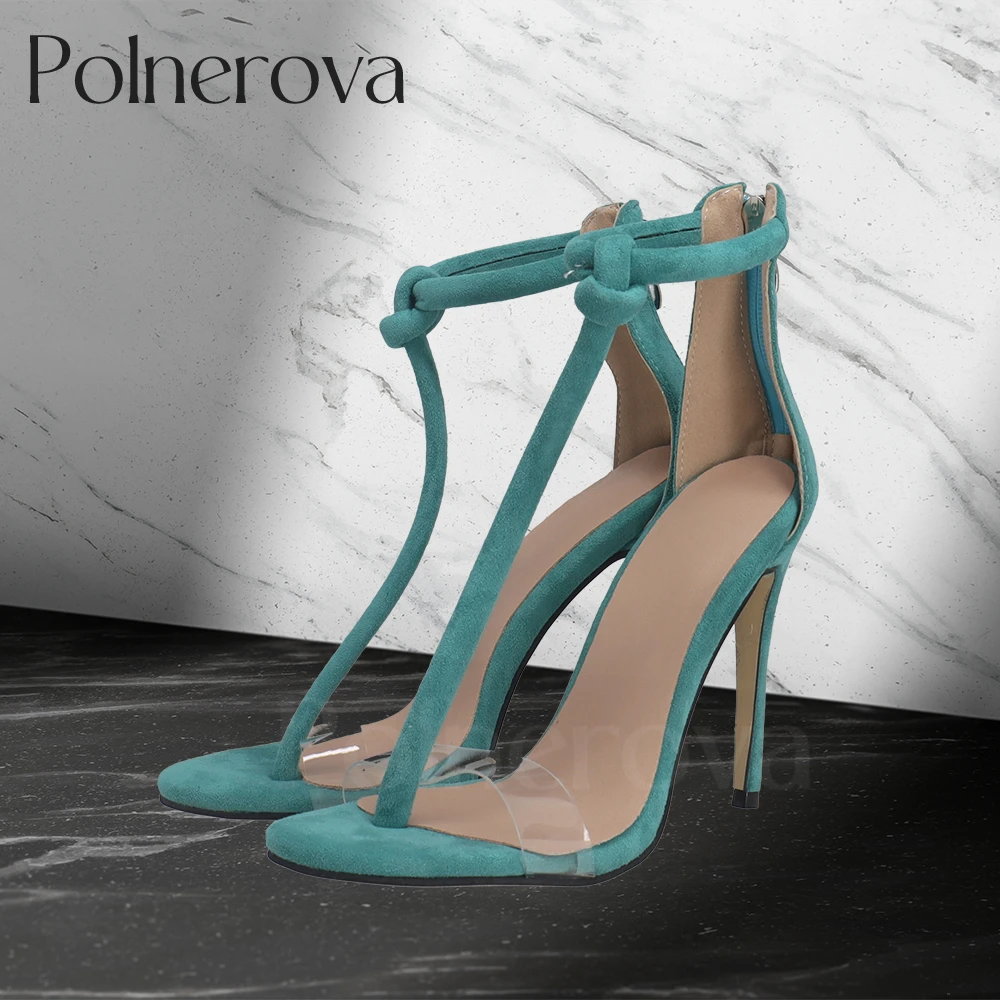 

Suede Zipper Sandals Flip Flops Summer Shoes Round Toe Stiletto Knotted Sandals for Women Customized Multicolor Size High Heels