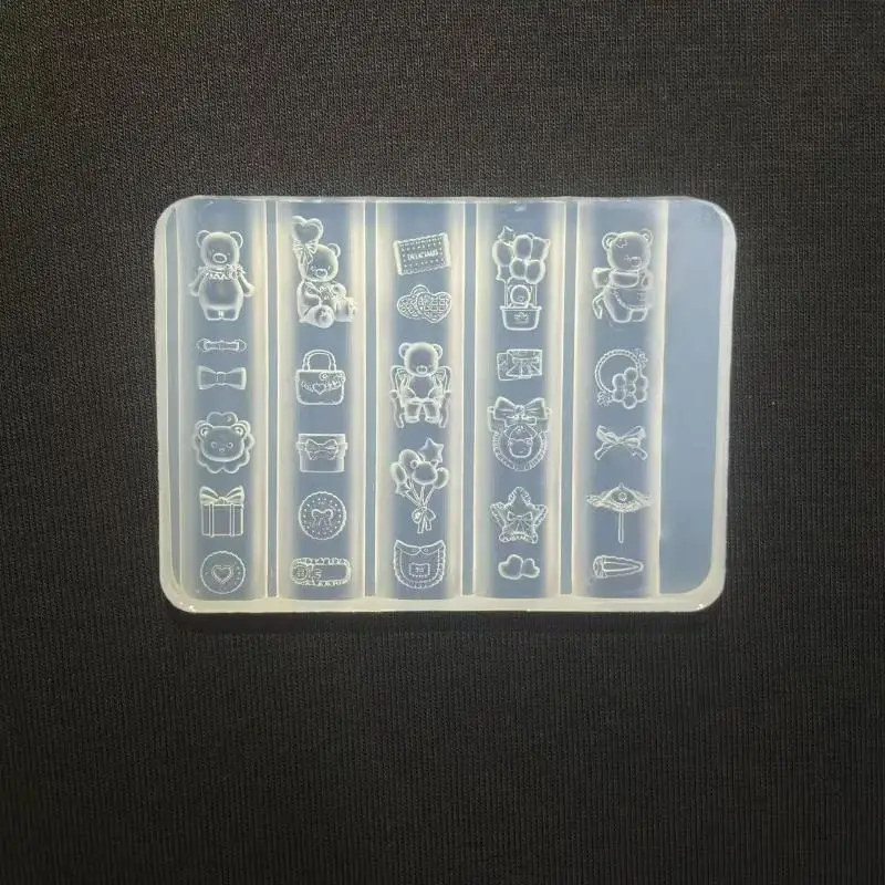 1개 작은 곰 파티 3D 네일 몰드 네일 아트 장식 DIY 디자인 고투명도 실리콘 네일 아트 템플릿