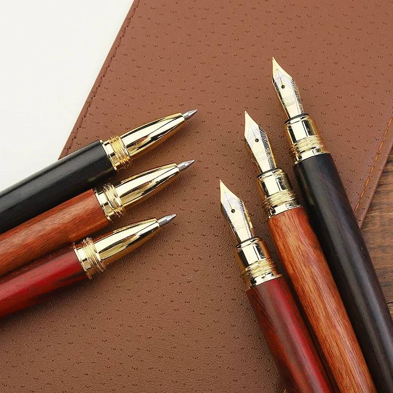 Penne stilografiche in legno di sandalo semplici retrò Penne firmate per ufficio Studenti che scrivono pittura Forniture di cancelleria scolastica - immagine 4