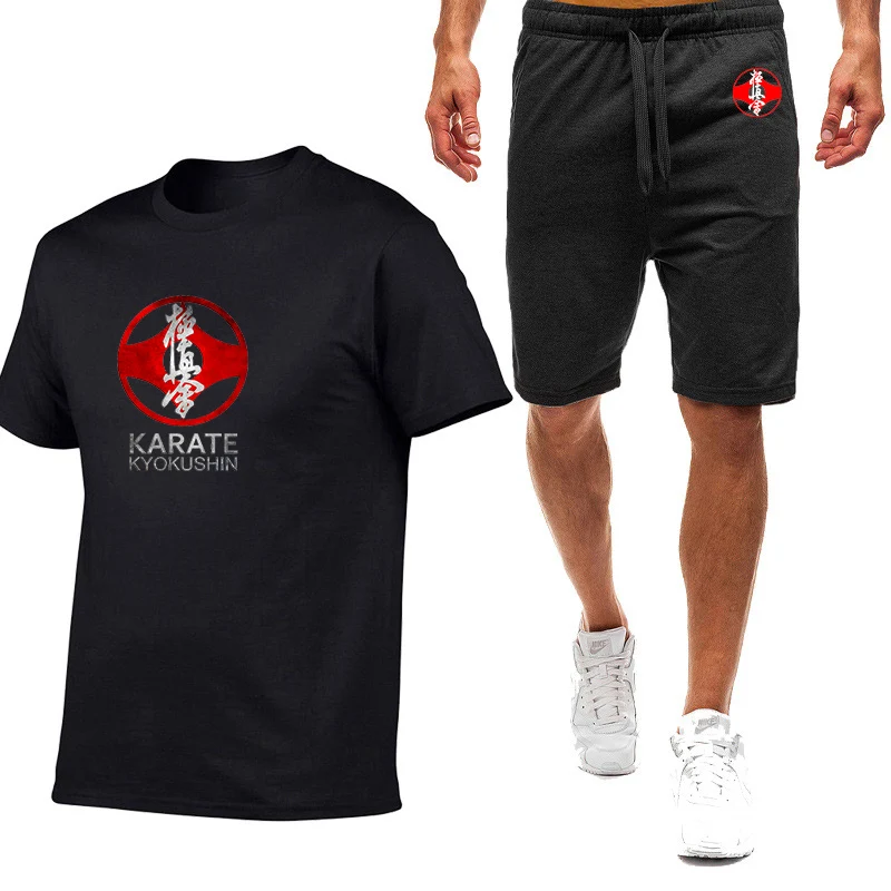 Summer Mens Karate T Shirt and Shorts Set