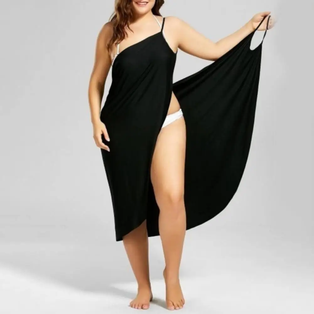 Plus Size Summer Beach Sexy Women Tinta Unita Wrap Dress Bikini Cover Up Sarongs