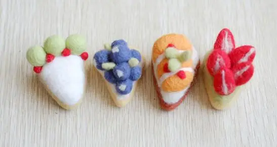 Sweet series fruit dessert set wool needlepoint kit wool felt needle felting gift box craft needlecraft DIY handmade