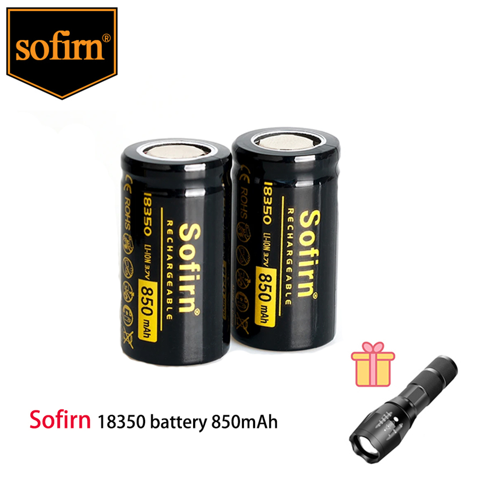 Sofirn 18350 850mah Flat Head or Top Head Rechargeable 3.7V Lithium for Sofirn SP40 SP40A Headlamp