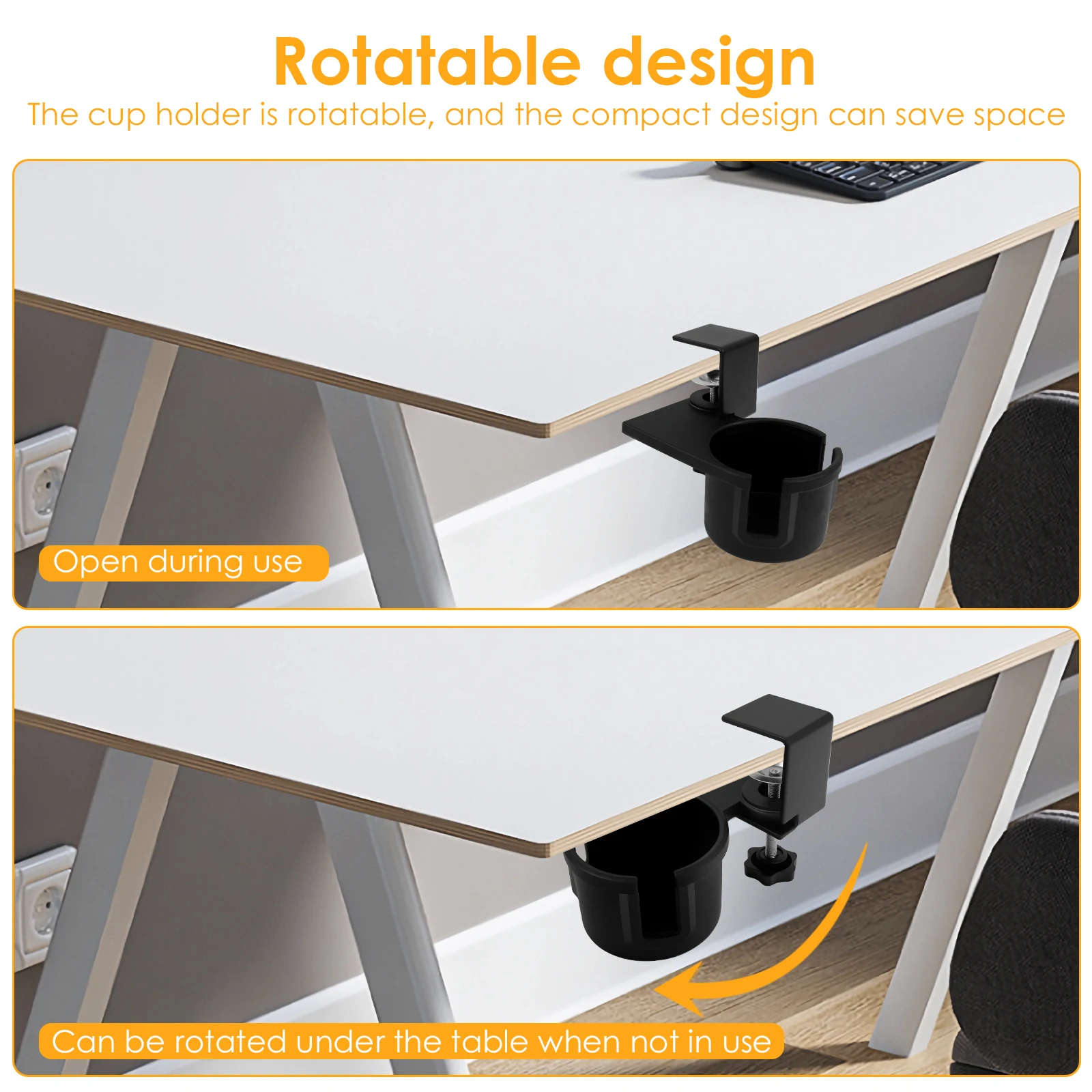 ABS Rotating Desk Cup Holder Table Clamp