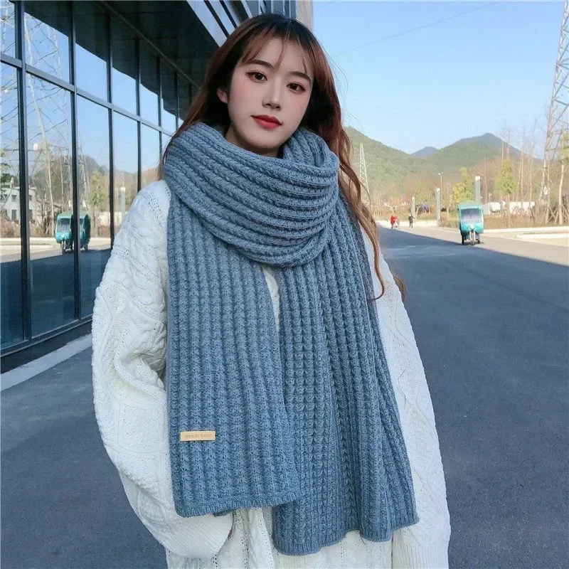 [韓国] soft wool knit muffler Korean Scarves For Women Men Autumn Winter Thickened Thermal