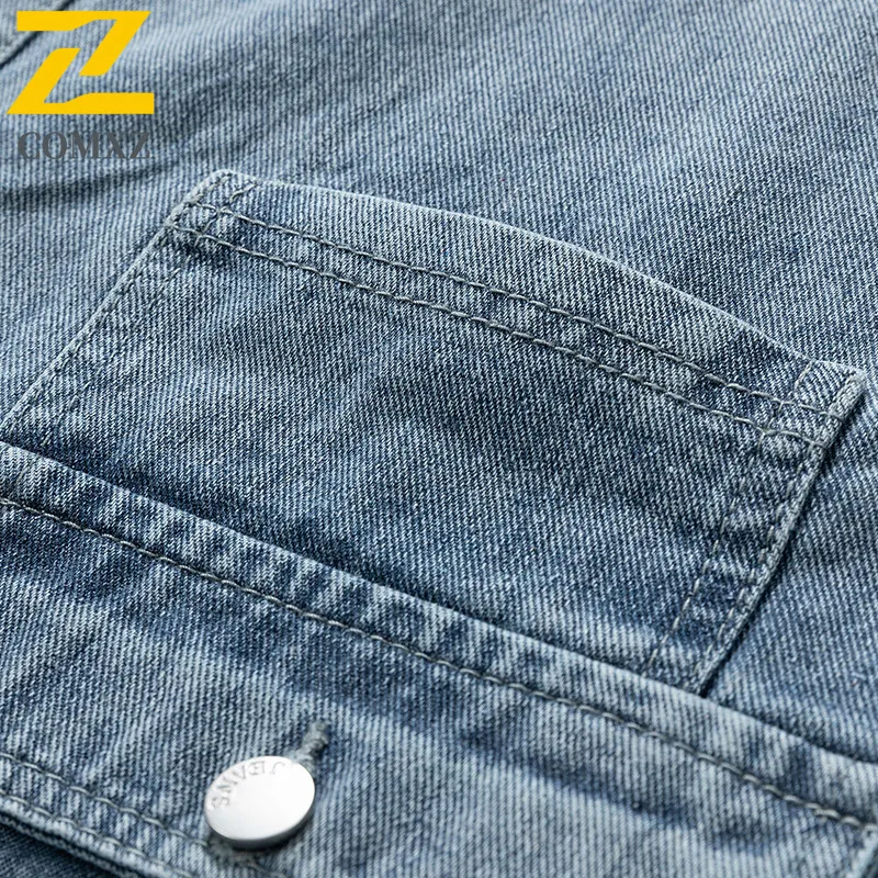 EiAO Japanese Style Denim Vest  All seasons  Water-Resistant Windproof Streetwear Outdoor Camping Fishing washable Work Jacket